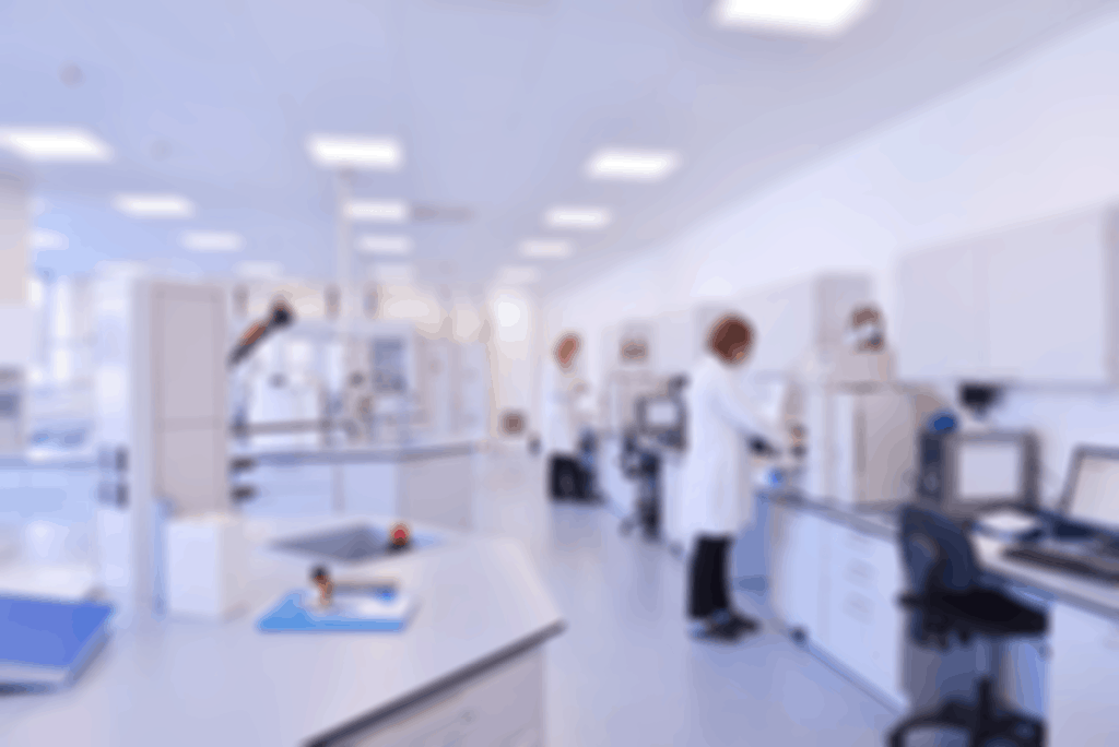 White epoxy coated floor of a test lab