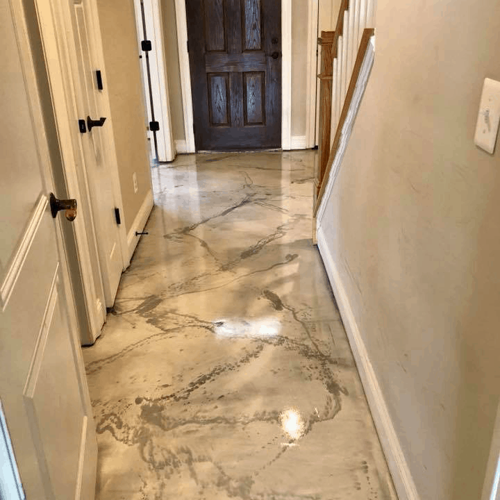 marble epoxy coating installed on hallway floor of a residential house