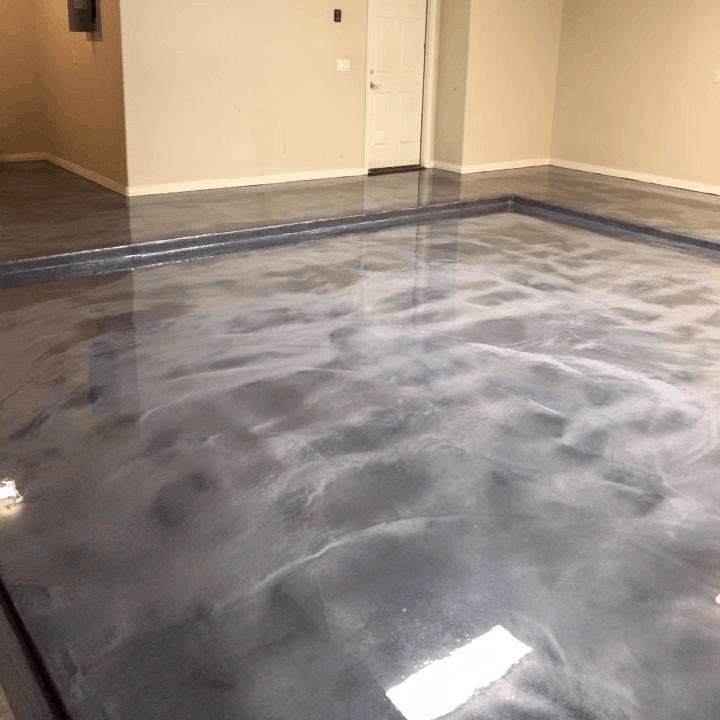 Beautiful metalic epoxy coating on a square concrete floor, San Antonio