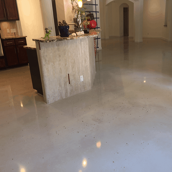 Beautiful solid epoxy coating on a kitchen floor, Looking shiny