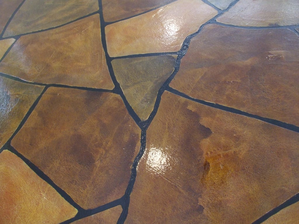 Water based dyed concrete flooring design