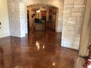 Beautiful stained concrete floor installed in a luxury house , San Antonio