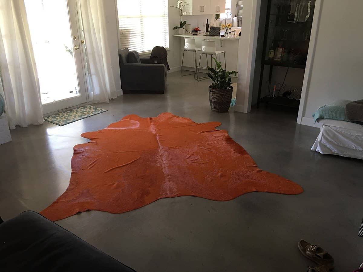 Beautiful concrete stained flooring inside a residential house