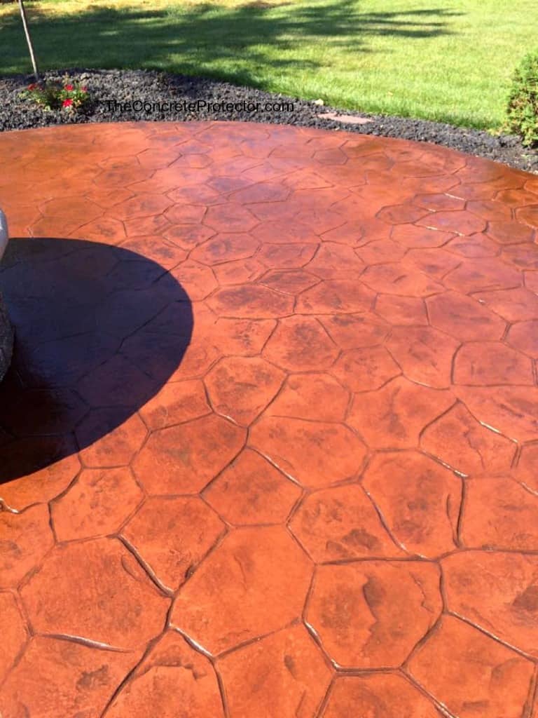 Stained pattern epoxy coating installed on a garden sidewalk, San Antonio