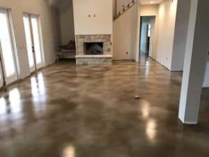Concrete stained epoxy installed in a residential house floor