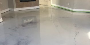 reflactive marble designed epoxy coating on a residential house floor, San Antonio