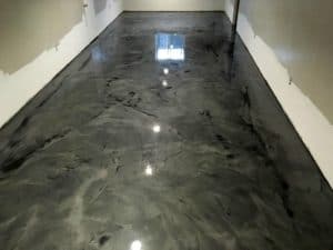 Newly installed reflactive epoxy floor in a house